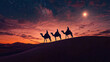© Victor - The three wise men with their camels following the star through the desert