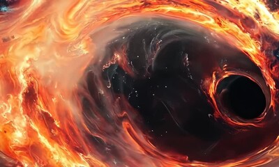 Wall Mural - gravitational pull of a black hole distorting spacetime, video