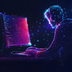 Polygonal Programmer Illustration: Coding in the Digital Age