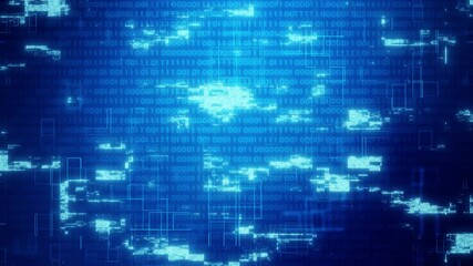 Abstract blue cyber matrix with flowing data particles, perfect for modern science and technology visuals.