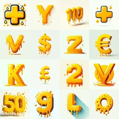 Yellow Lettering Typeface. AI generated illustration