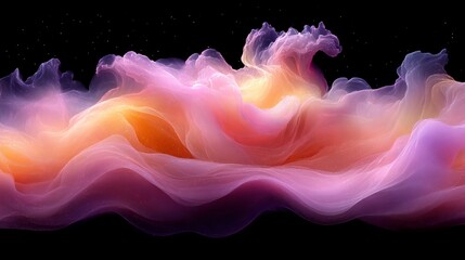 Sticker - Colorful abstract waves of pink and orange flowing against a dark backdrop