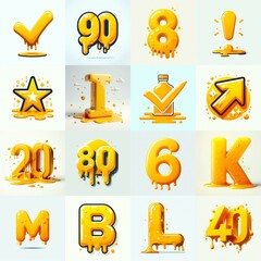 Yellow Lettering Typeface. AI generated illustration