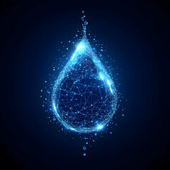 Wall Mural - Glowing Geometric Water Droplet Illustration - Abstract Liquid Design