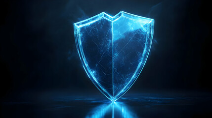 Wall Mural - Glowing Blue Digital Shield Illustration - Cybersecurity, Protection, Data Security