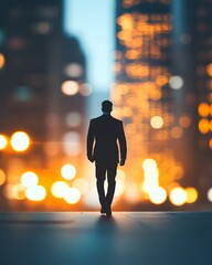 Wall Mural - a businessman walking with a blurred background