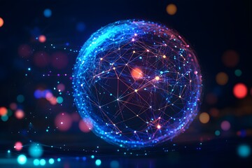 A glowing sphere with a network of lines radiating from it