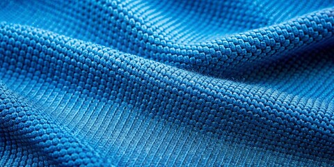 Close-up of a textured blue fabric, perfect for clothing or design projects