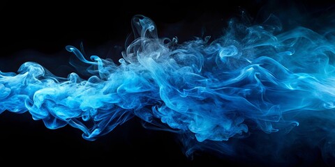 Wall Mural - Abstract image of blue smoke and water blending against a dark background