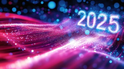 Wall Mural - Vibrant 2025 Celebration Background with Glowing Particles