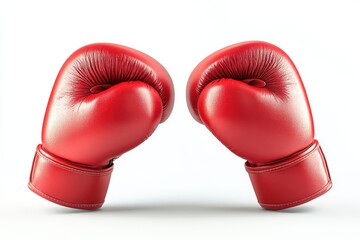 A pair of classic red boxing gloves facing each other, slightly angled as if about to collide