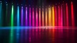 © Nattawee - Rainbow-colored lights in vertical stripes, pulsating with intensity, vibrant and modern stage setup