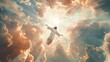 © Attasit - Christ ascending to heaven above the bright light sky and clouds