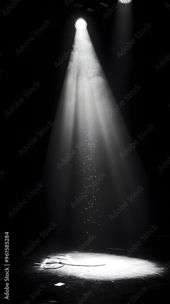 Soft spotlight illuminating a single point on stage, dark surroundings ...