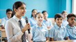 © Htet Wai Phyo - Indian students practicing public speaking in a classroom, building confidence and communication skills.