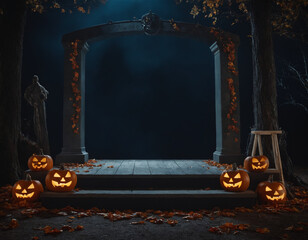 halloween frame with pumpkins