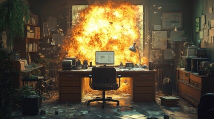 Sticker - Office Explosion