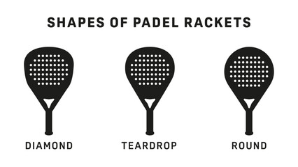 Padel racket shapes vector graphic illustration black