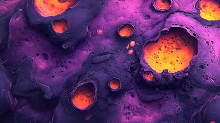 Abstract purple and orange surface resembling extraterrestrial terrain