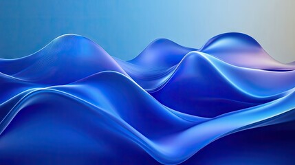 Wall Mural - Modern abstract blue waves on a gradient background, with smooth curves and light effects. Ideal for technology or business-themed visuals.