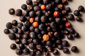 Natural Aromatic Whole Black Peppercorns on a Light Background Ideal for Cooking and Flavor Enhancement