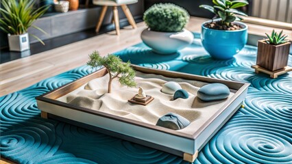 Sticker -  beautiful miniature zen garden on white table