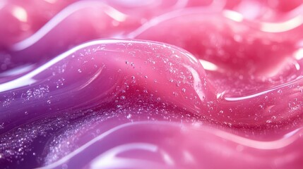 Wall Mural - vibrant bubblegum texture closeup swirling pink and purple hues glossy reflective surface playful and whimsical macro photography