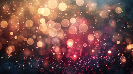 Canvas Print - Glittering bokeh particles in abstract background.