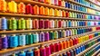 © Ole Studio - Vibrant display of colorful thread spools in a textile shop