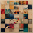 © bluecreamy - abstract artistic grunge collage background, with a modern kitsch art feel, with different kinds of square tiles, in the vintage style color combination