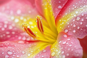 Sticker - Dewdrops on a Pink and Yellow Flower