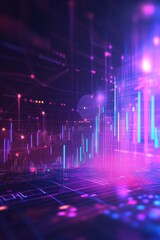 Wall Mural - vibrant digital abstract background with glowing data lines and futuristic patterns in neon colors