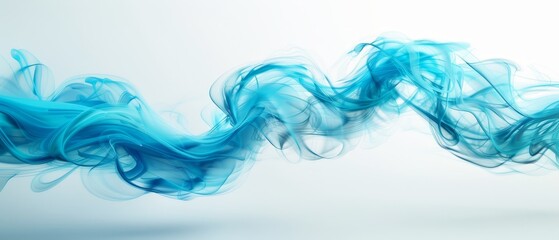 Wall Mural -  A blue smoke swirls against a white background, its hue matched by a light blue backdrop