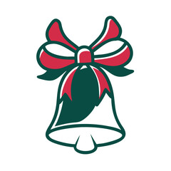 Christmas bell icon with a red ribbon bow, symbolizing holiday joy and celebration