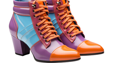 modern stylish colorful fashion boot shoes for women, studio view, isolated on transparent background.