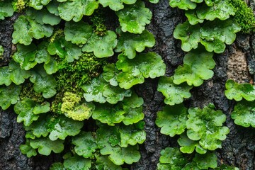 Wall Mural - Green Lichen Growing on Tree Bark