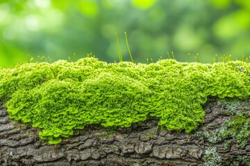 Canvas Print - Lush Green Moss Covering a Rough Tree Bark