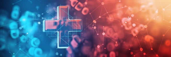 Wall Mural - Abstract medical cross shaped geometric banner. The concept of medicine and science. 