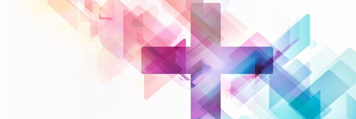 Wall Mural - Abstract medical cross shaped geometric banner. The concept of medicine and science. 