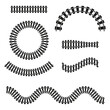 © Сергей Полякевич - Railway track illustrations. Curved and wavy rail shapes. Black and white vector elements. Variety of train track designs.