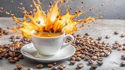 Canvas Print -  explosion of ground coffee and roasted beans