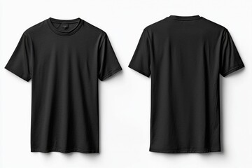 Black Tshirt Mockup Front and Back Isolated created with Generative AI