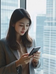 Poster - Busy Professional Using Phone in Office