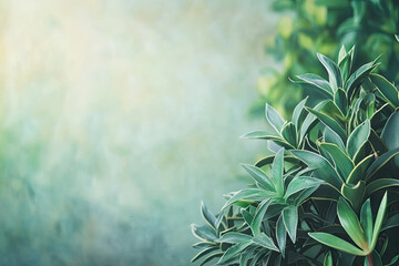 Wall Mural - A Lush Greenery Oasis: Tranquil Green Leaves Against a Blurred Background