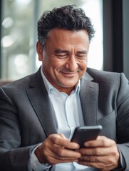 Wall Mural - Businessman Engrossed in Phone