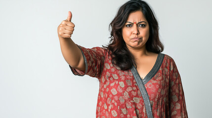 Sticker - Plus size Indian woman giving a thumbs down