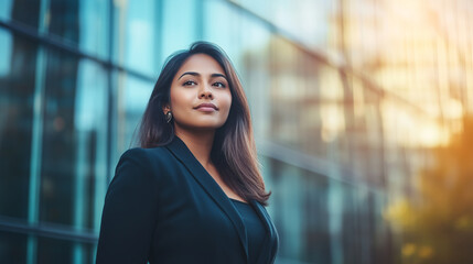 Canvas Print - Plus size Indian woman wearing office attire