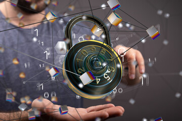 Wall Mural - Personal data security Illustrates cyber data or information