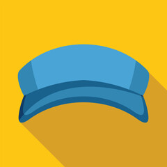 Canvas Print - Blue baseball cap casting a long shadow on a yellow background, simple vector illustration