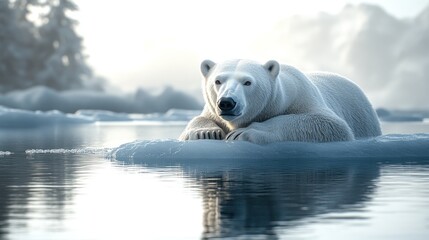 Sticker - Polar Bear Resting on Ice Floe